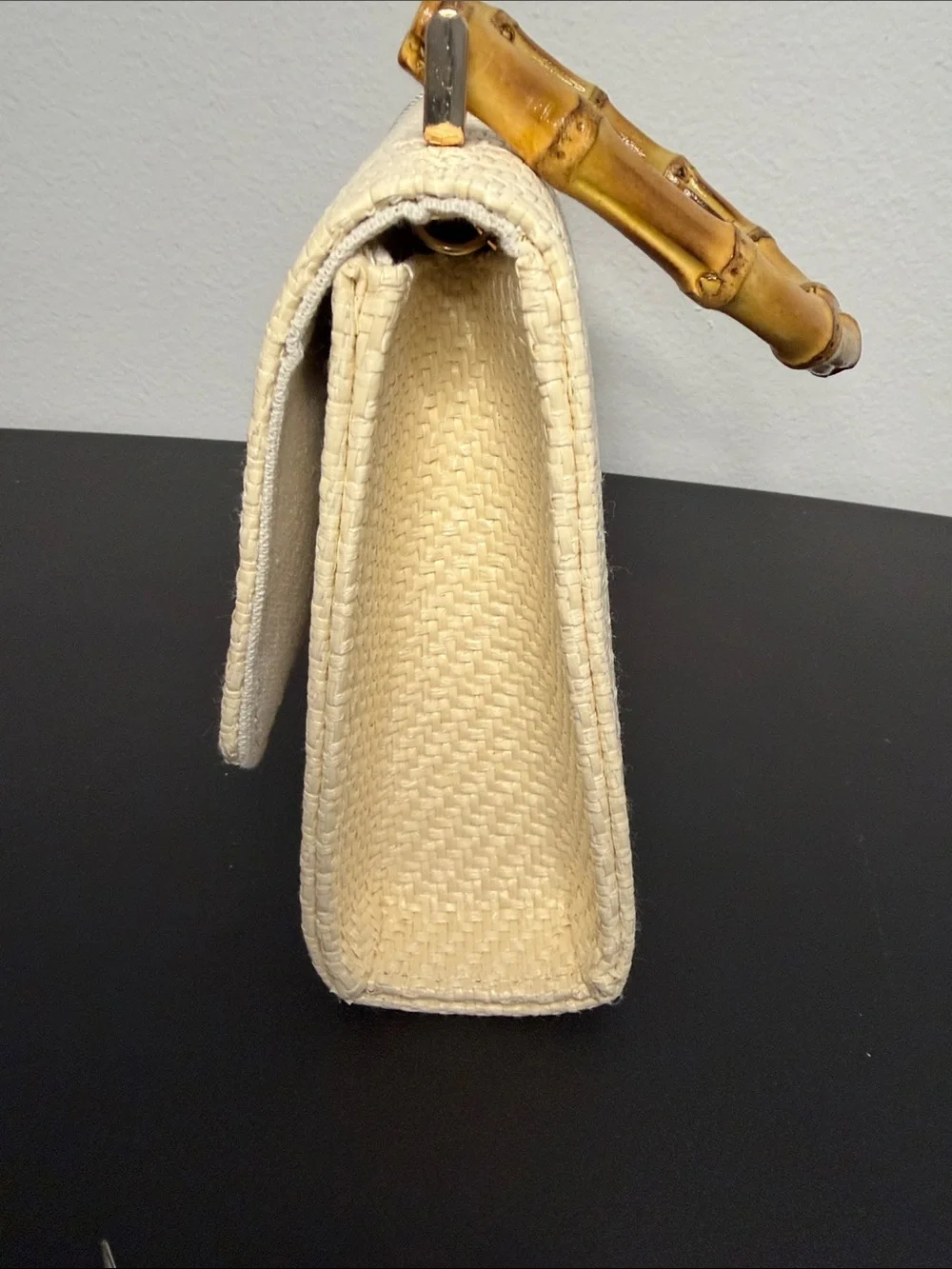 Tommy Bahama | Classic Woven Handbag w/ Bamboo Handle & Crossbody Chain 🌴